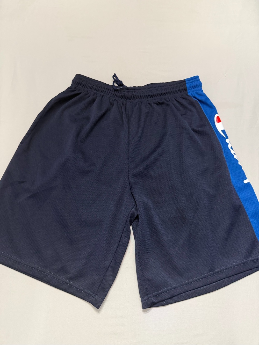 Champion Men’s Navy Athletic Shorts with Blue Side Stripe